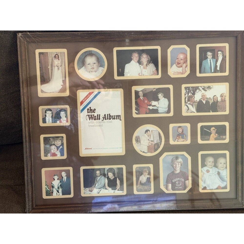 Vintage Collage Picture Frame 17x21 Large Family Photo 18 Slot Wood Wall Display